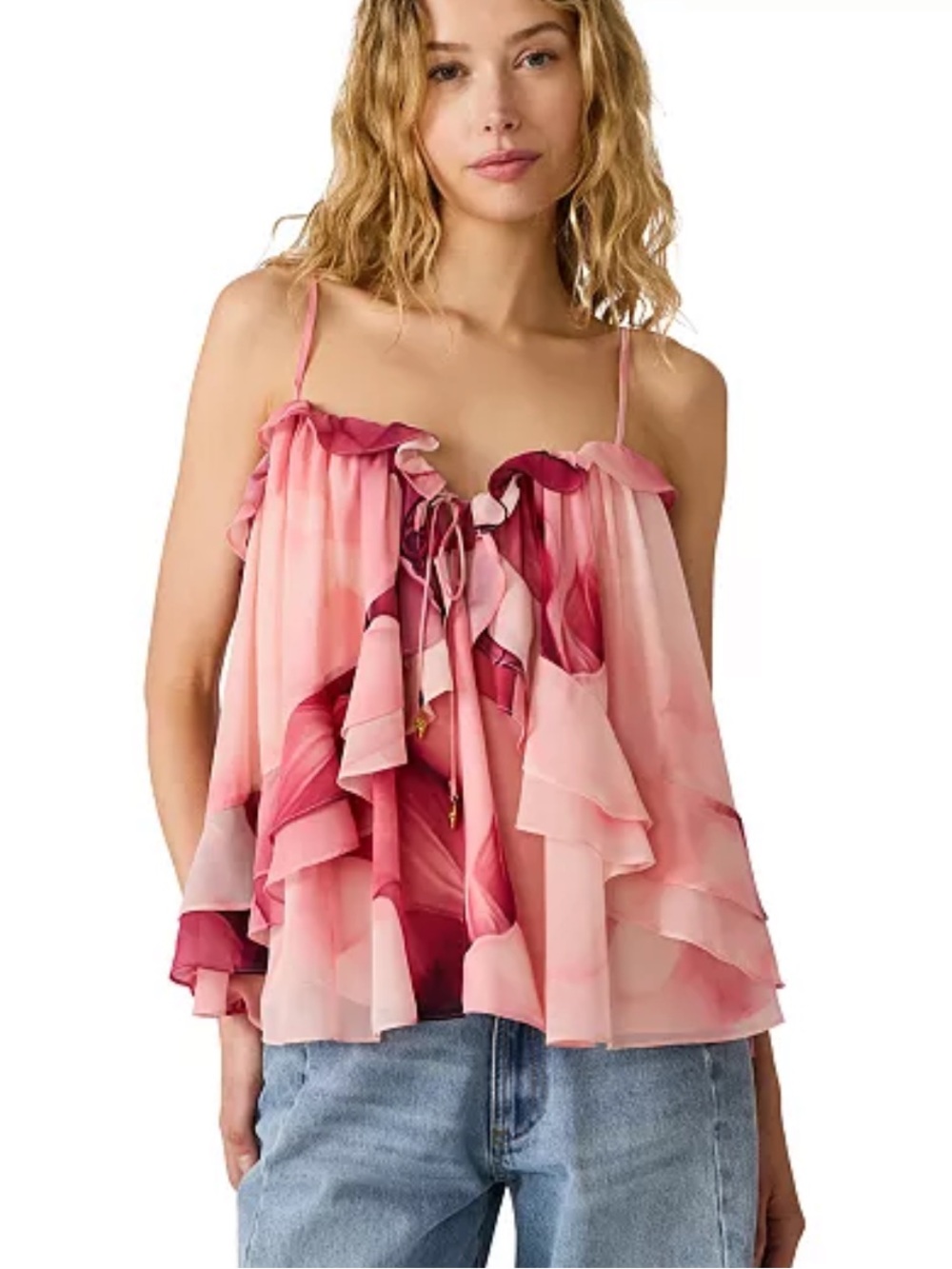 Steve Madden Women's Printed Sweetheart Neck Top M